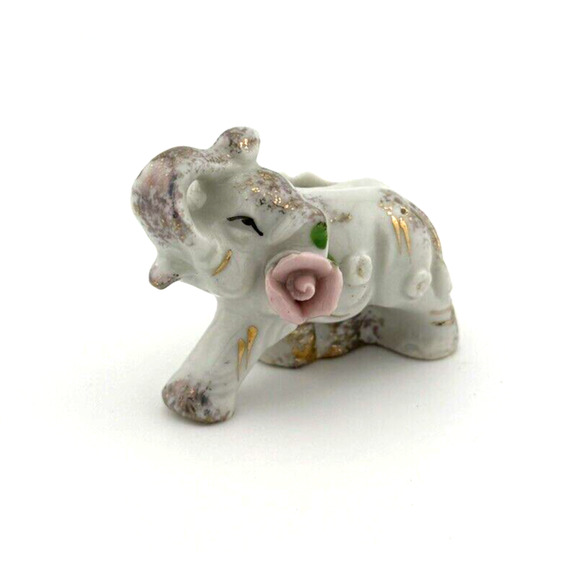 Tooth Pick Holder Vintage Cute Elephant With Trunk Up Good Luck Japan - Picture 2 of 11